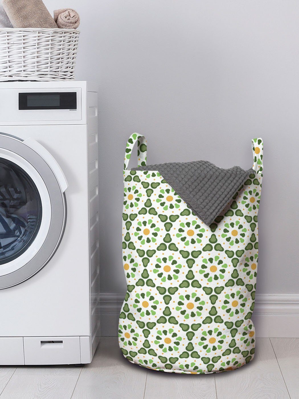 abstrakte Wäschesäckchen Geometrisch Hexagon mit Abakuhaus Kordelzugverschluss Griffen für Wäschekorb Waschsalons, Form