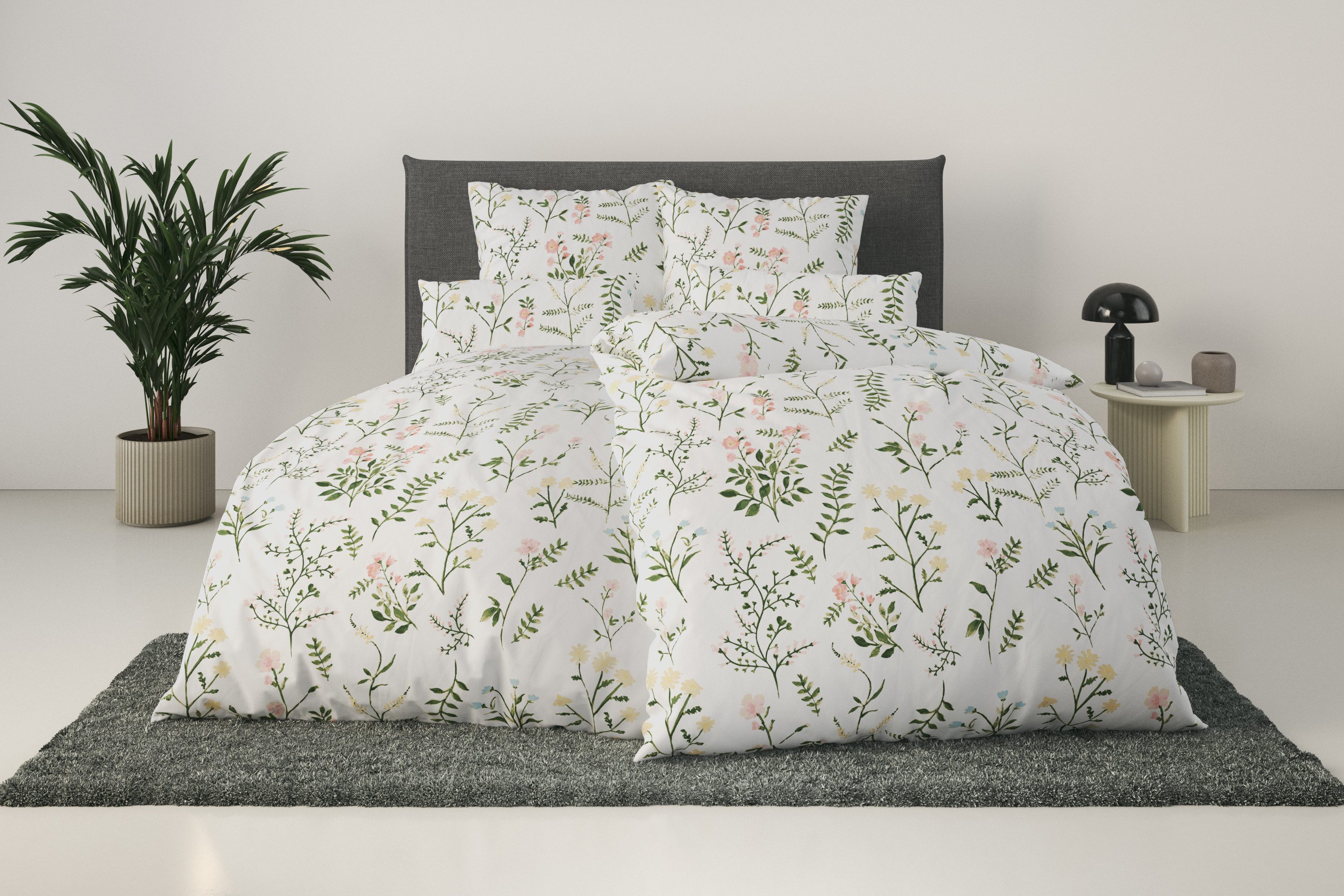 OTTO home Bettwäsche Claara, Renforcé, 2 teilig, mit Blumen Design, skandinavisch, romantische Bettwäsche