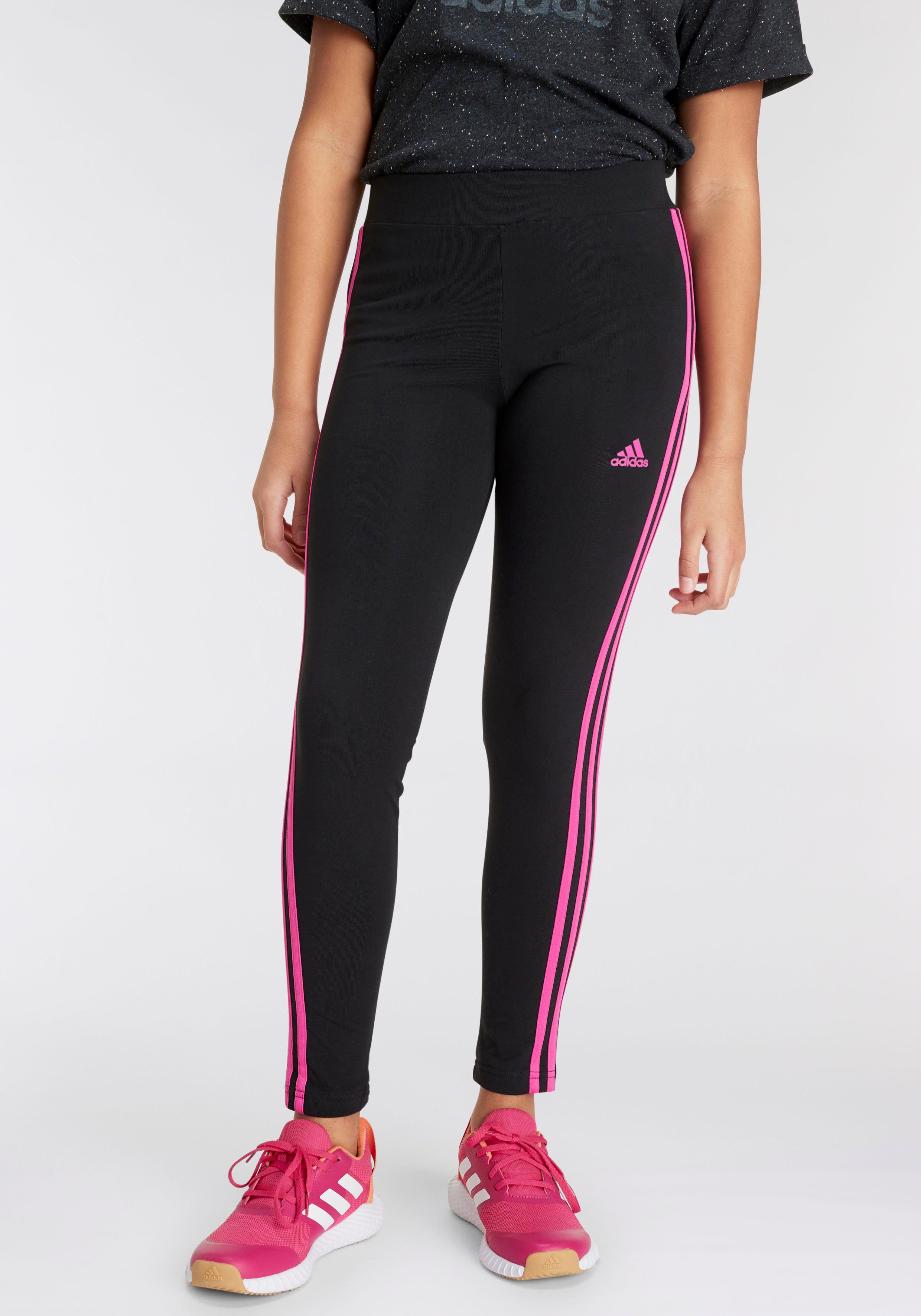 Semi Sportswear Lucid ESSENTIALS Black Fuchsia Leggings 3-STREIFEN (1-tlg) / COTTON adidas