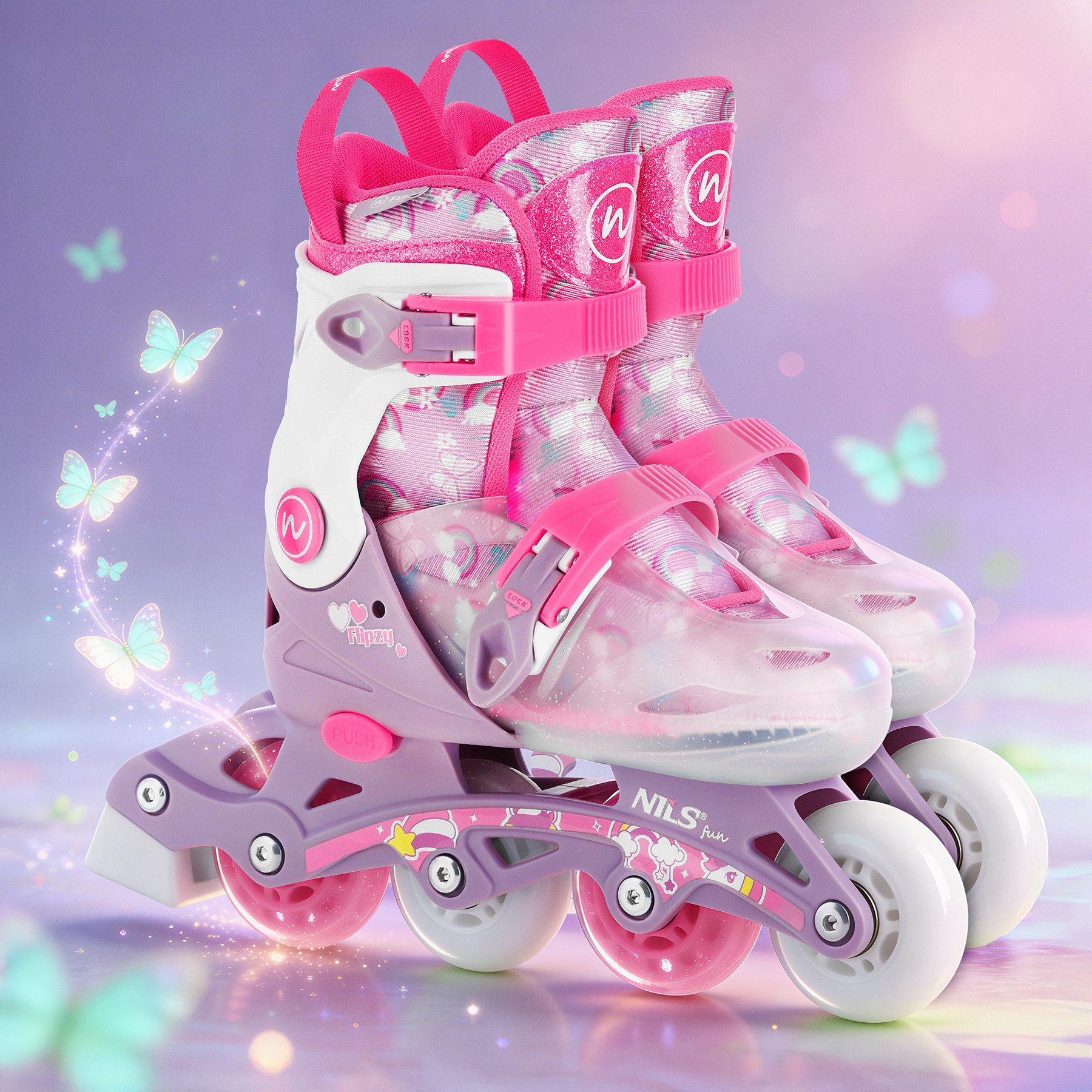 NILS FUN Inlineskates Kinderinliner Rollschuhe Speedskates, (Spar-Set, 2-St., 27-30), verstellbar, 2-in-1, ABEC-7, mitwachsend