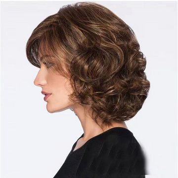 AUKUU Kostüm-Perücke Perücke Perücke für Damen braun weiblich kurzes Haar kurzes, lockiges flauschiges Haar Perücke aus Chemiefaserhaar