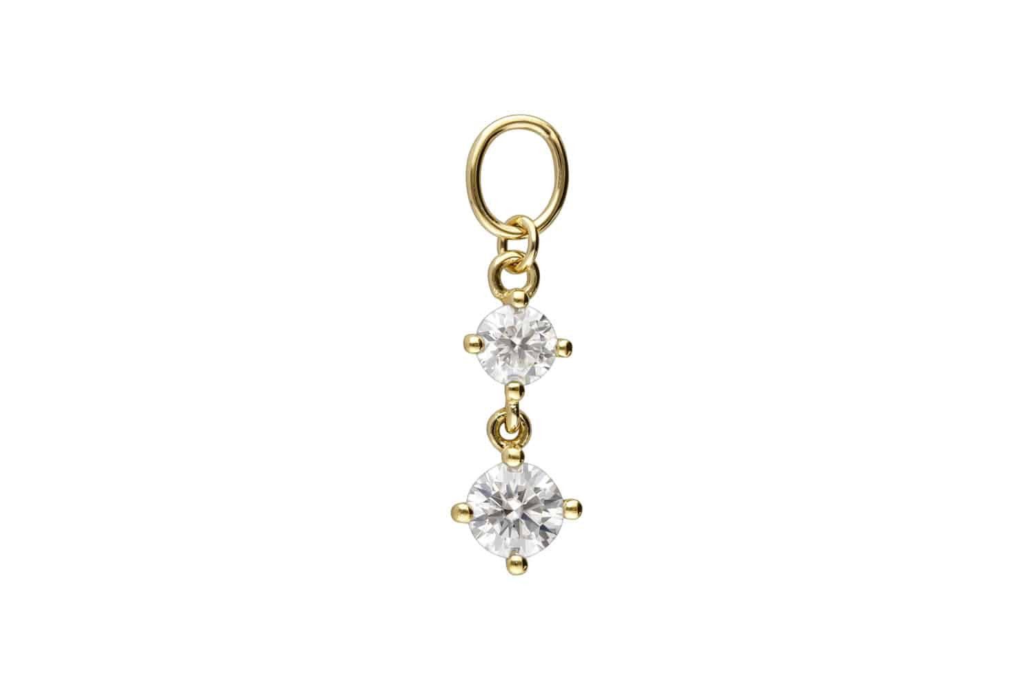 Piercing-Set 18 Karat Gold Anhänger für Clicker 2 EINGEFASSTE MOISSANITE