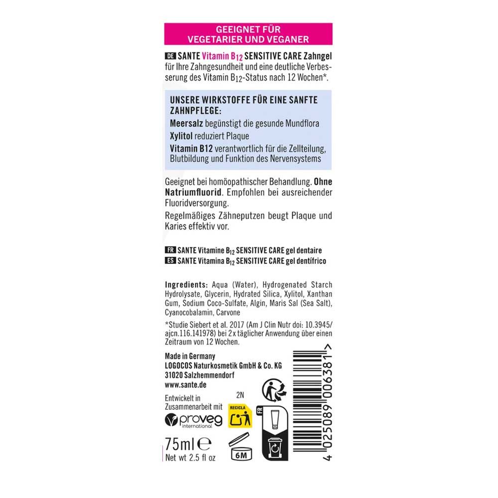 SANTE Zahnpasta Zahngel - Vitamin B12 Sensitive Care 75ml