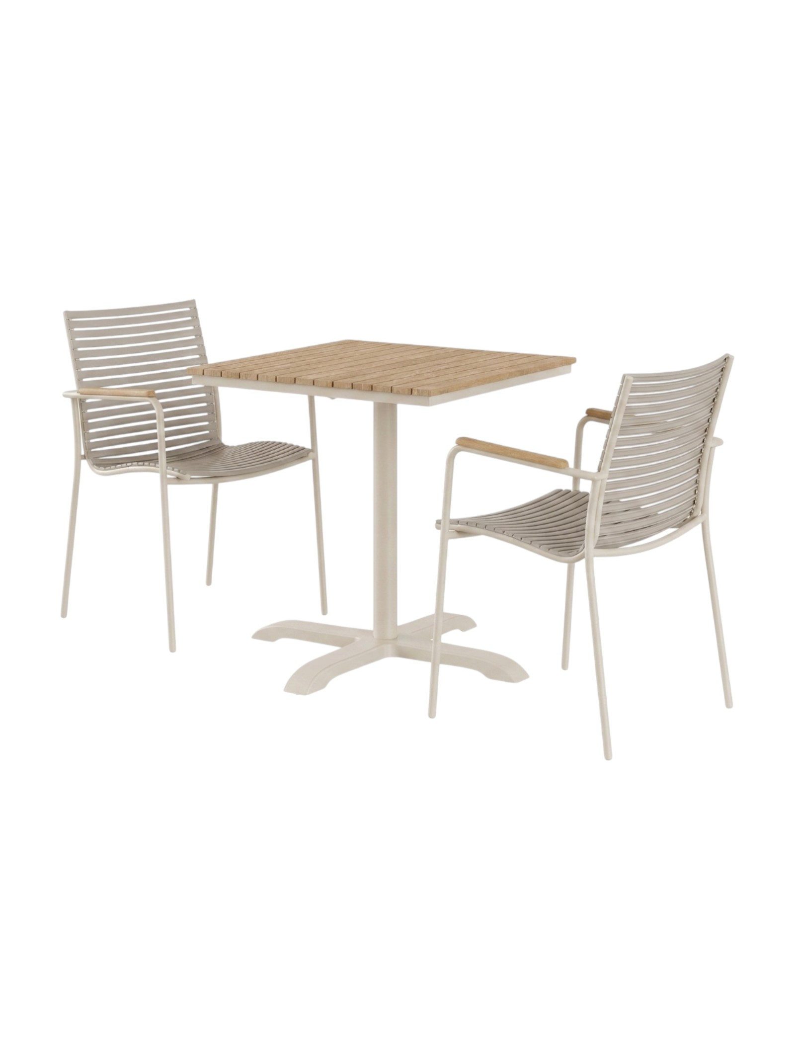 Cinas Garten-Essgruppe Mood, (3-tlg), Balkontisch Set, rostfreies Aluminium, Teakholz, Skandinavisch, Garten