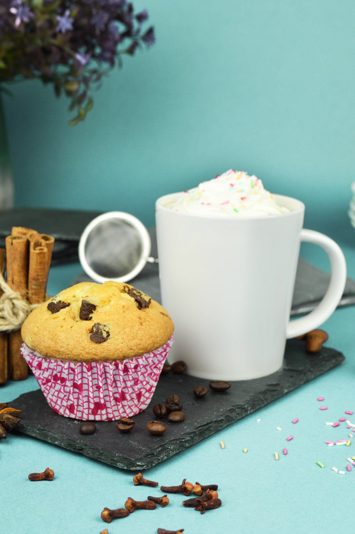 Sendez Becher Kaffeetasse auf Schieferplatte Tasse Kaffeebecher Teetasse Becher, 1-tlg., Keramik