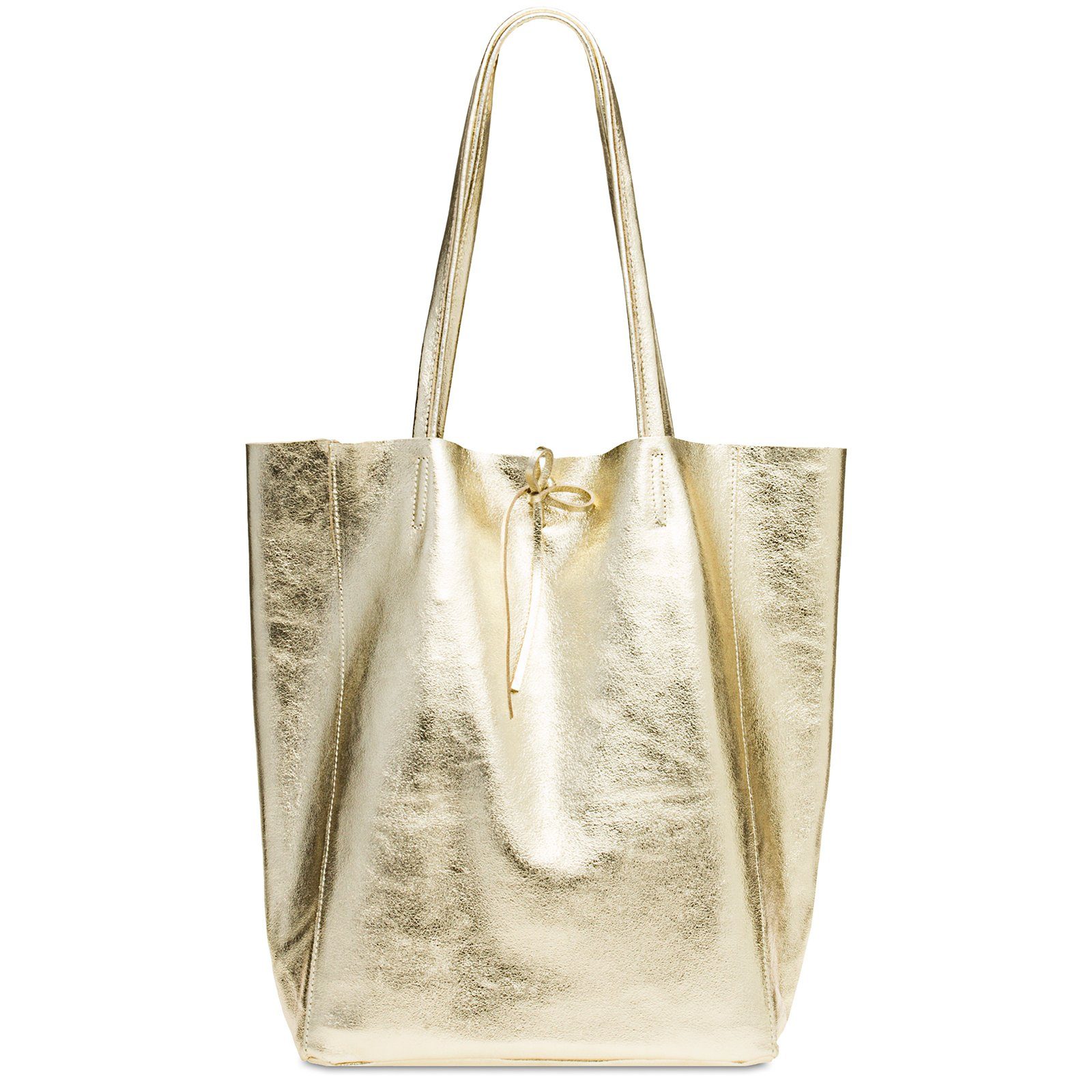Caspar Schultertasche Großer Damen Leder Shopper Metallic - CLASSIC LINE - Modell No.781, elegant, robust & unempfindlich - 100% Echtleder - Handmade in Italy