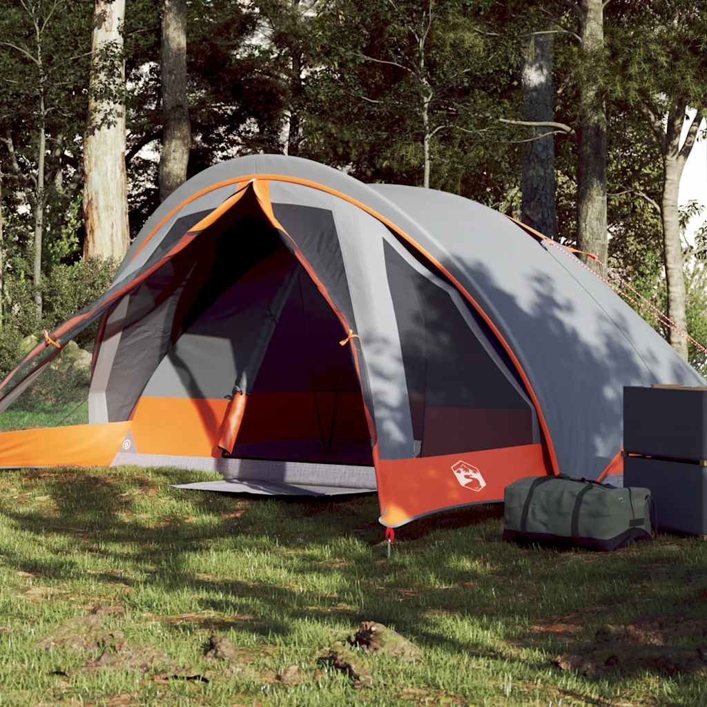 Faltzelt Campingzelt 4 Personen 275x183/303x140 cm Grau-Orange
