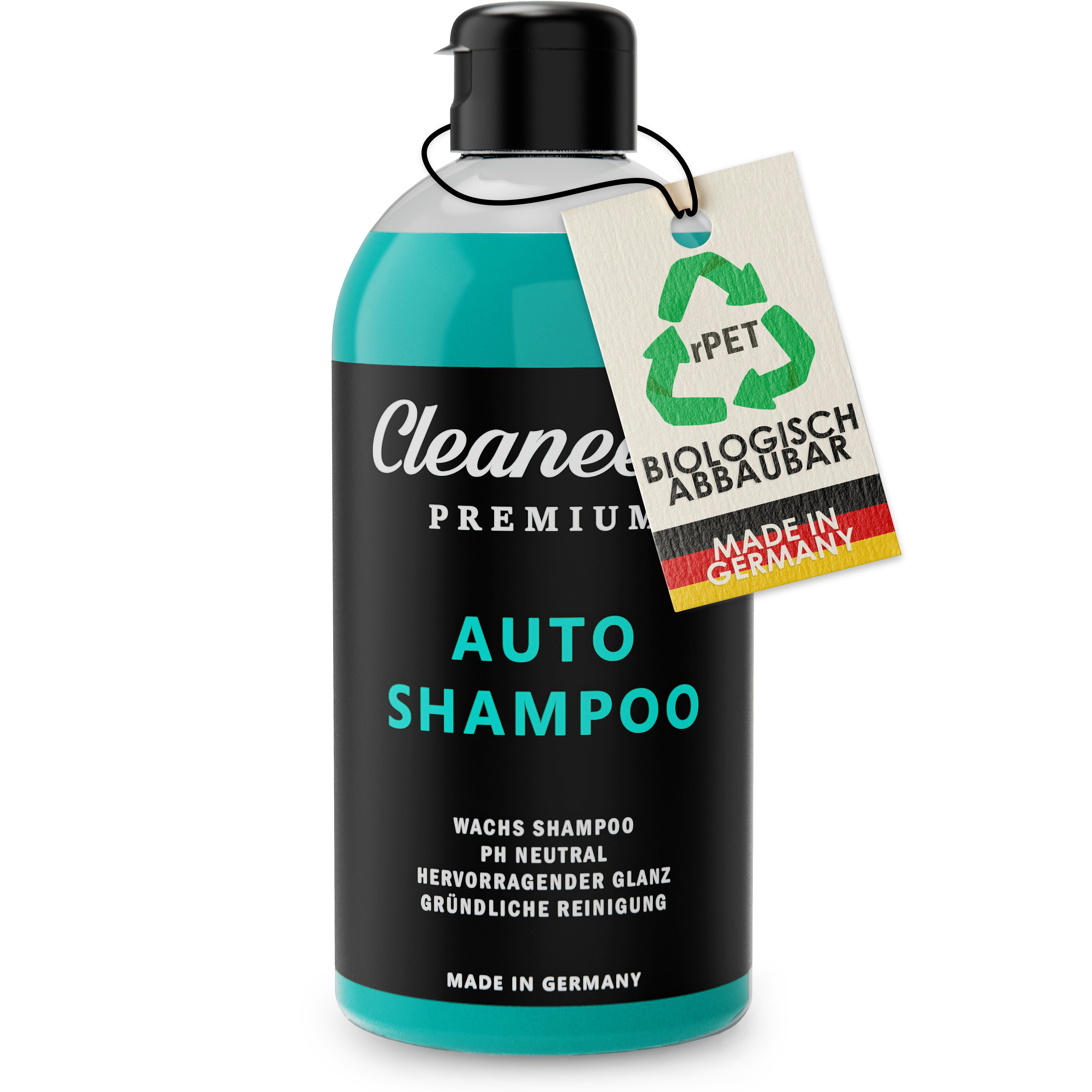 Cleaneed Premium Autoshampoo mit Wachs Autoshampoo (MADE in GERMANY – pH-Neutral, Rückstandsfrei, Schonende Reinigung, Starke Schaumbildung, Biologisch abbaubar)