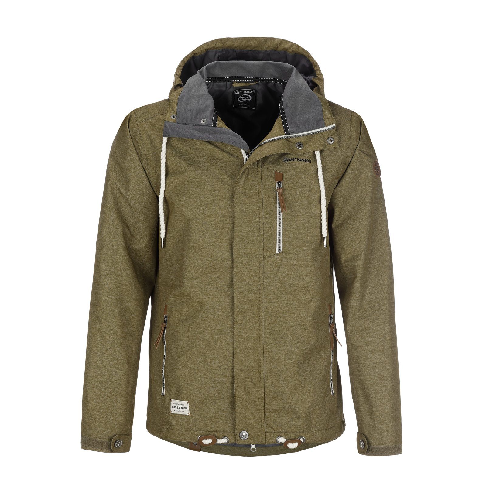 Dry Fashion Funktionsjacke Herren Jacke Husum Meliert - Verstellbare Kapuze Wasserdicht Winddicht