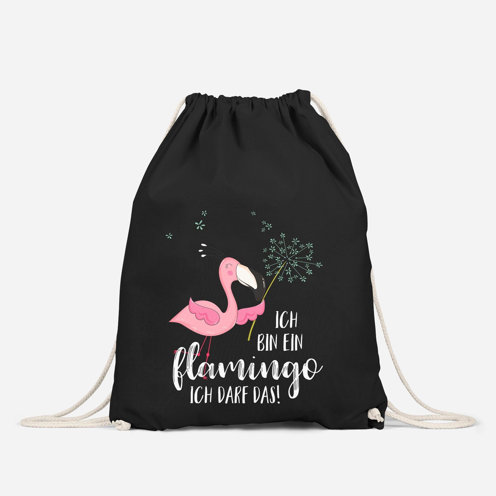 MoonWorks Turnbeutel Turnbeutel Flamingo Ich bin ein Flamingo ich darf das Spruch Pusteblume Moonworks®