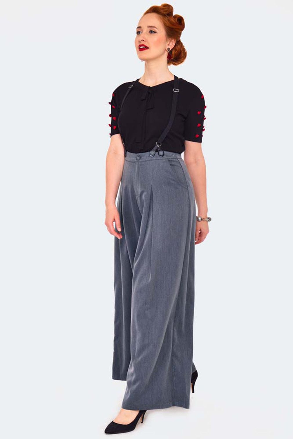 Voodoo Vixen Marlene-Hose Khloe Grey Vintage Trousers 40er Jahre Stil – Bild 5 von 5