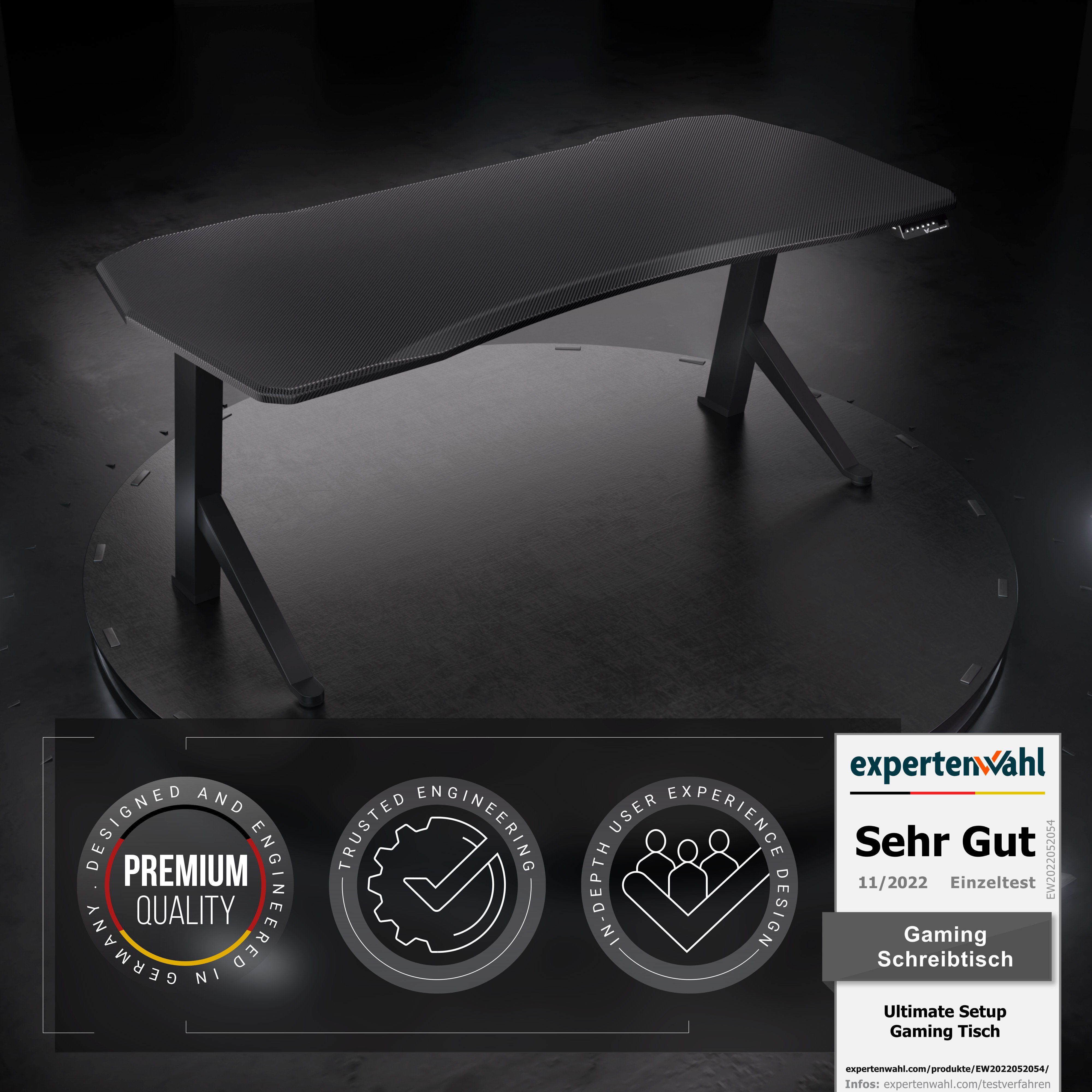 Ultimate Setup Gaming Carbon-Black elektrisch Tisch Gamingtisch Schreibtisch höhenverstellbar Gaming