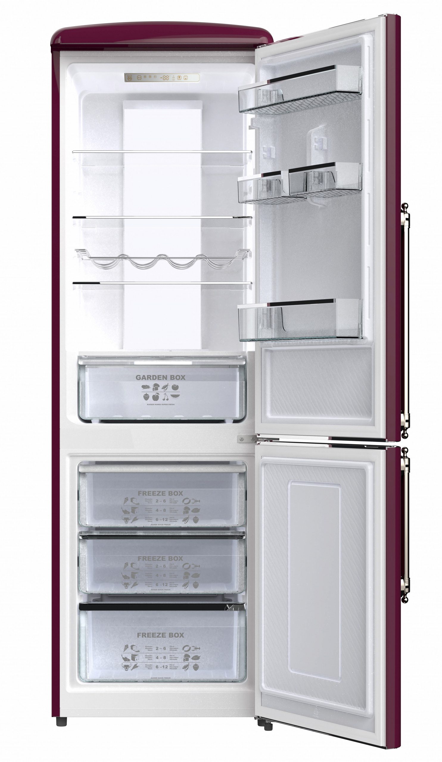 Kaiser Küchengeräte Kühl-/Gefrierkombination Kühlschrank 60 cm breit, 330 L, NoFrost, 199 cm, Touchsteuerung KK 60825 RotEm, 60 cm breit