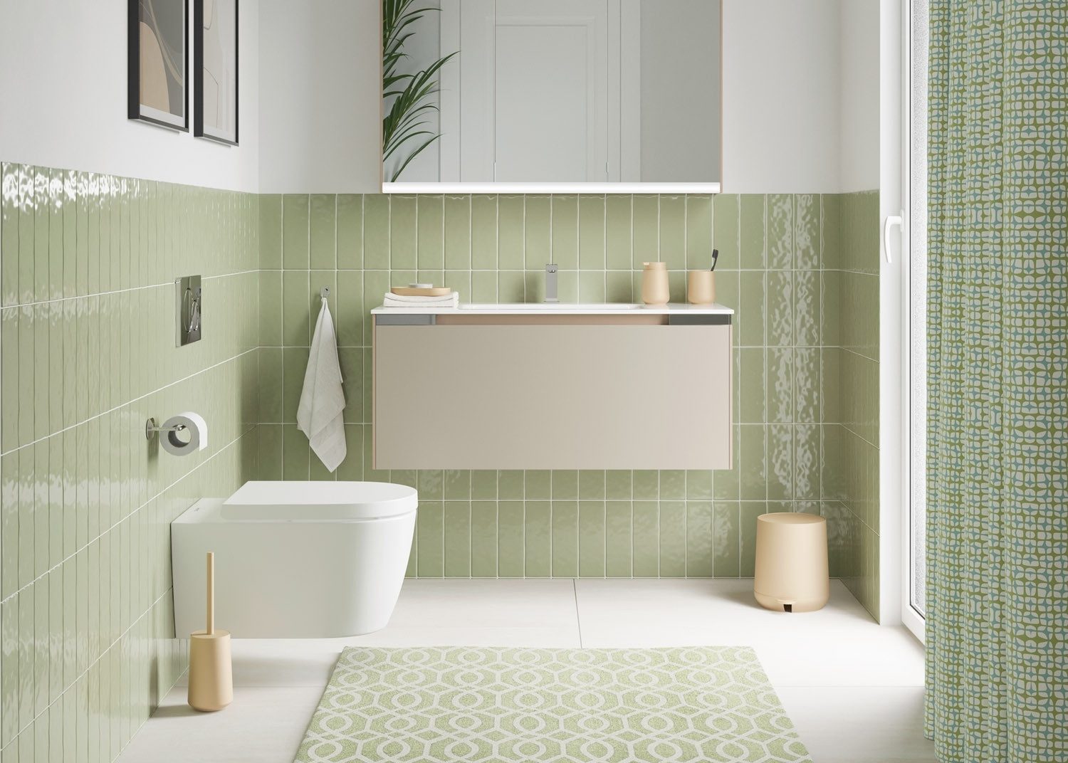 Smedbo WC-Garnitur BE573 FREE, Sandfarben, matte Oberfläche, H 35 cm, (1-tlg)