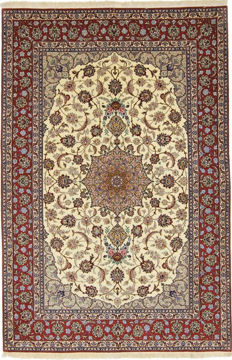 Orientteppich Isfahan Seidenkette 159x242 Handgeknüpfter Orientteppich, Nain Trading, rechteckig, Höhe: 6 mm