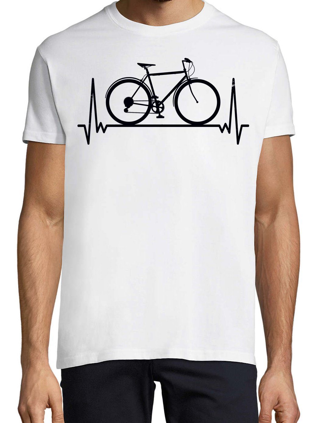 Weiß T-Shirt Herren Designz Fahrrad Shirt lustigem Fahrrad mit Frontprint Youth Heartbeat