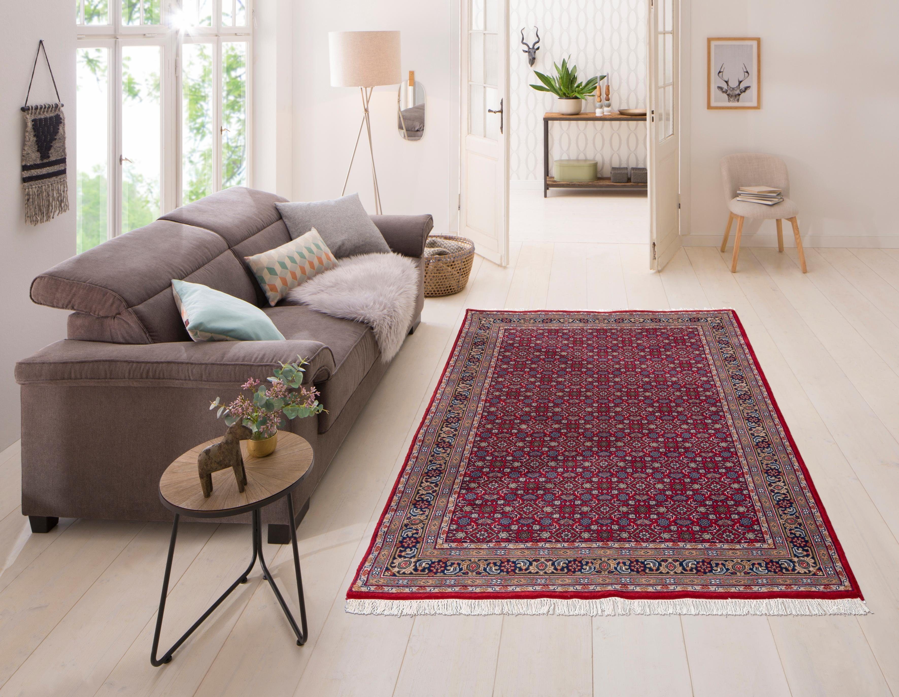 OTTO home Orientteppich Kiara, rechteckig, Höhe: 12 mm, handgeknüpft, reine Wolle, mit Fransen, Wohnzimmer