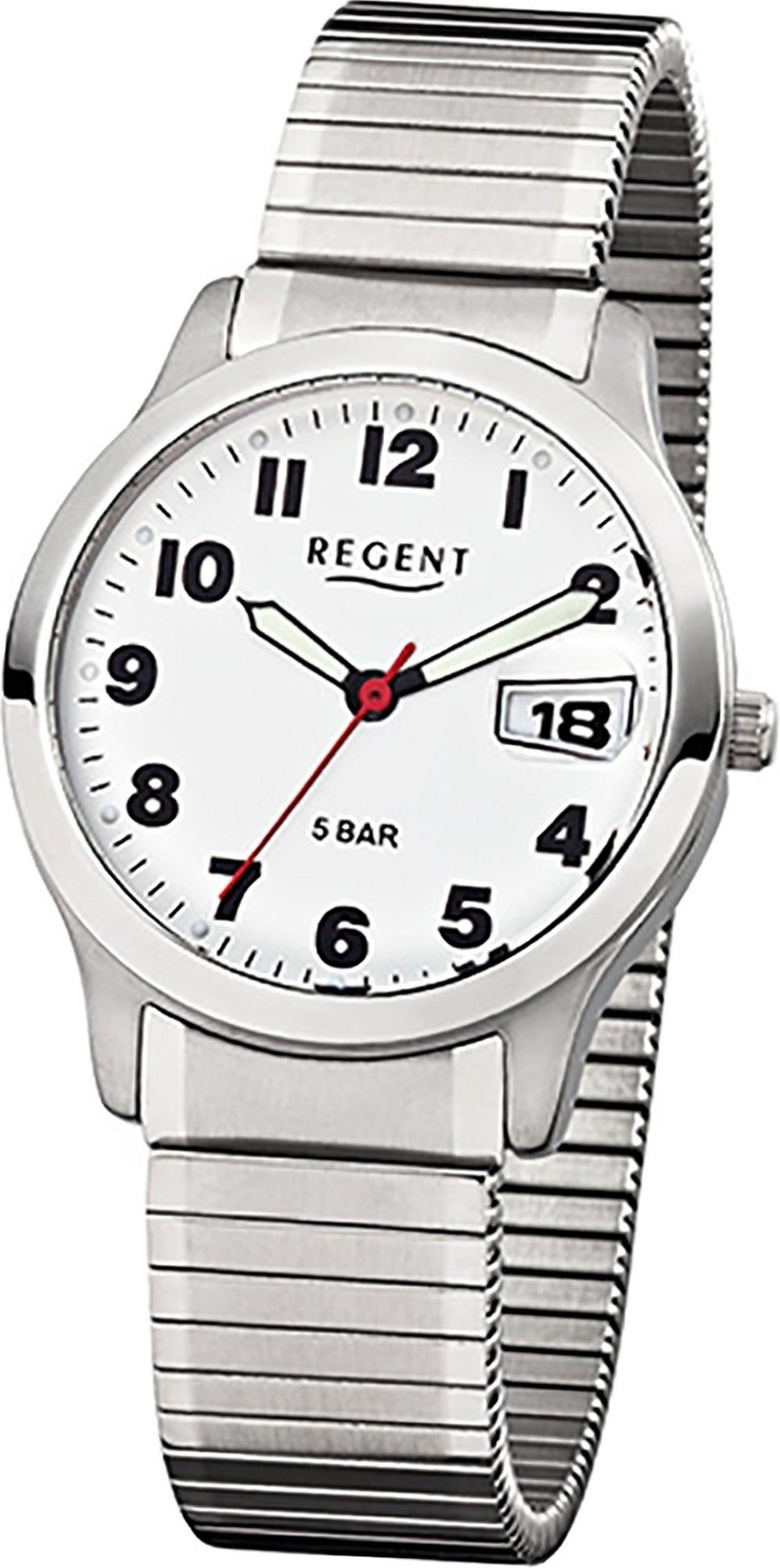 Quarzuhr Regent (ca. Herren Quarzuhr, F-897 Edelstahlarmband, rundes mit Ele Regent 37mm), Herrenuhr Gehäuse, mittel Stahl Uhr