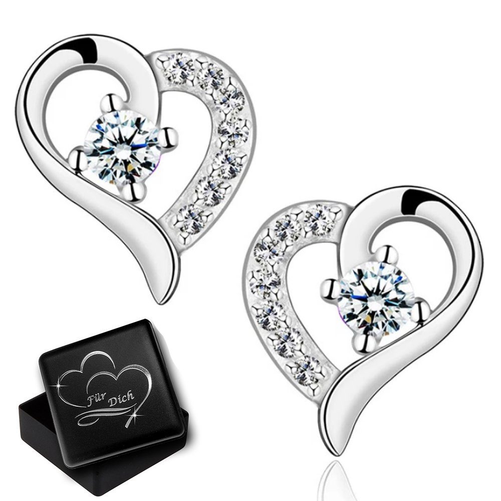Limana Paar Ohrstecker 925 Sterling Silber Herz Rosegold Gold Rosa Herzohrringe für jeden Tag (inkl. Herz Geschenkdose), Liebesgeschenk Liebe Geschenk für Frauen Damen Ehefrau Freundin Mutter
