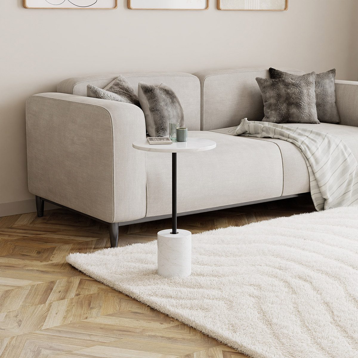 Liadomo Beistelltisch Goro, Couchtisch, Wohnzimmertisch, Marmortisch, Sofatisch (drei verschiedene Farben), massiver Marmortisch rund Ø 36 cm – für Wohnzimmer & Schlafzimmer