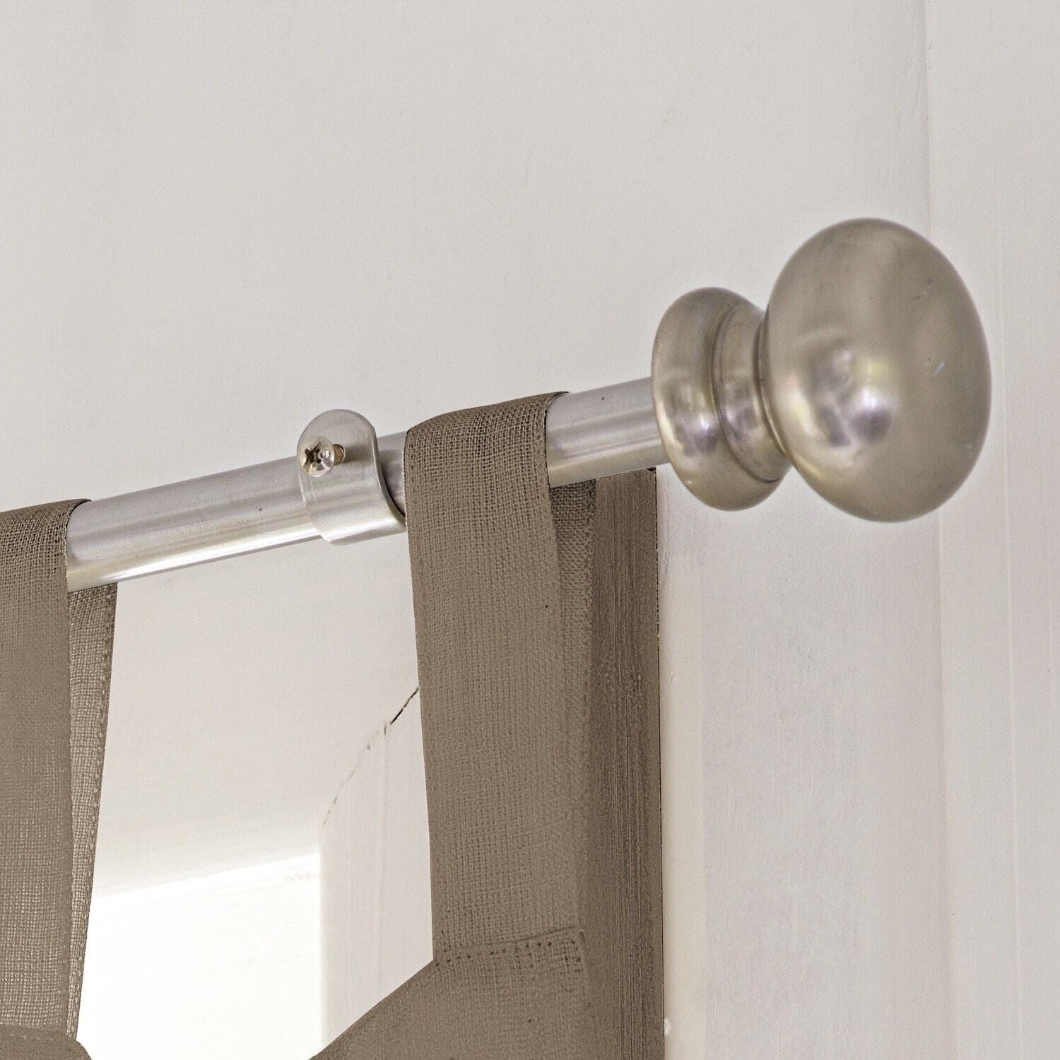 Mirabeau Gardinenstange Gardinenstange Henderson silber, Ø 0 mm, Stange: Edelstahl, Knauf: Aluminium, Wandhalterung: Eisen, Ring: Eisen