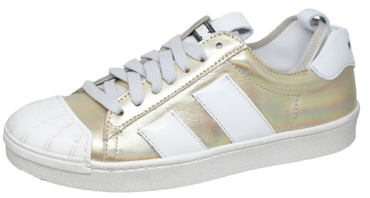 Gold Sneakers Unisex Schuhe weiß Leder Momino 3130V Sneaker Momino