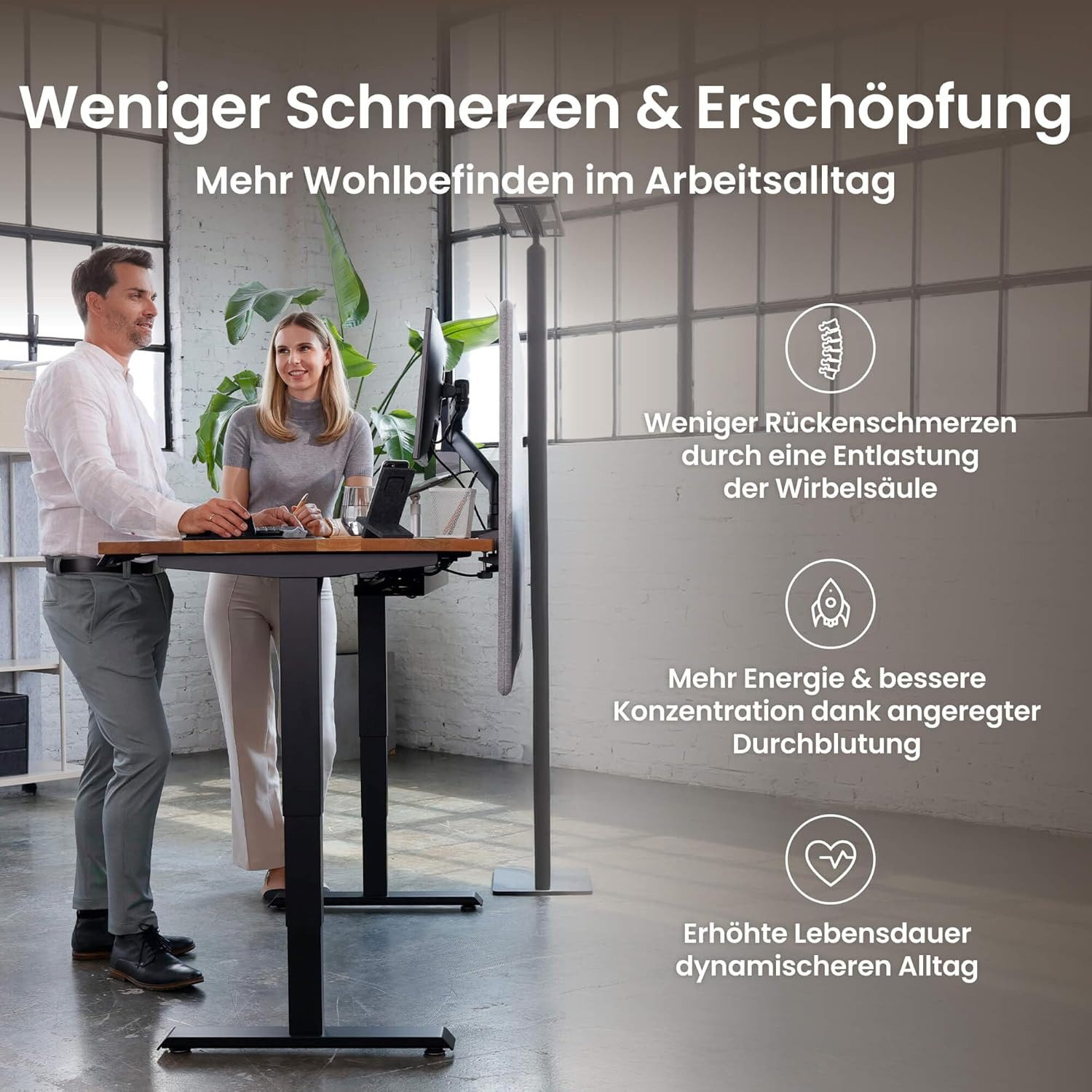 Ergotopia Schreibtisch Ergotopia® Desktopia Pro X Höhenverstellbarer Schreibtisch Gestell, elektrisch verstellbarer Bürotisch inkl. edlem OLED-Display – Bild 3 von 5