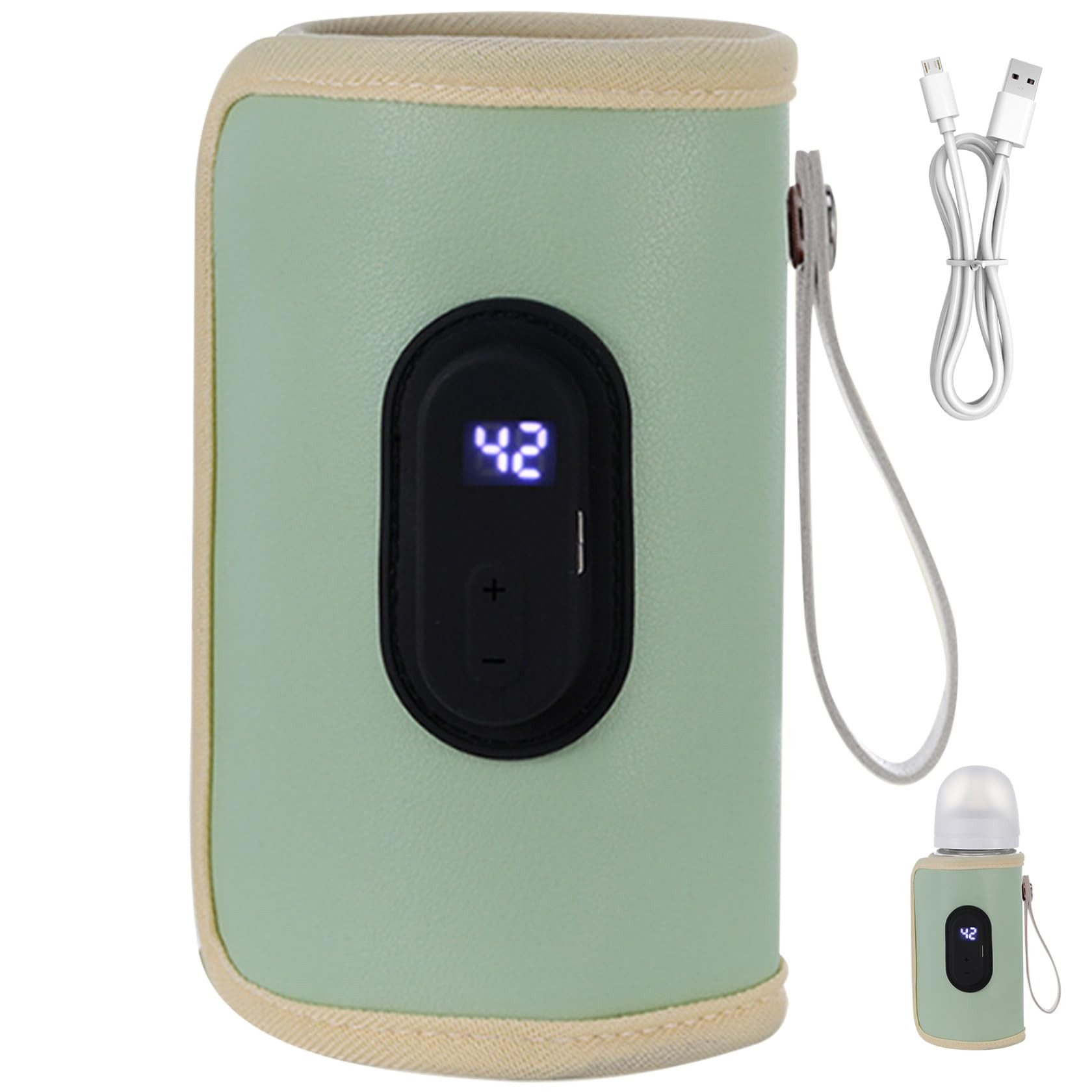 Coonoor Подогреватели детских бутылочек Flaschenwärmer Baby Unterwegs Tragbarer Flaschenwärmer Baby, mit LCD-Display 20 Stufen Einstellbare Temperatur Baby Flaschenwärmer