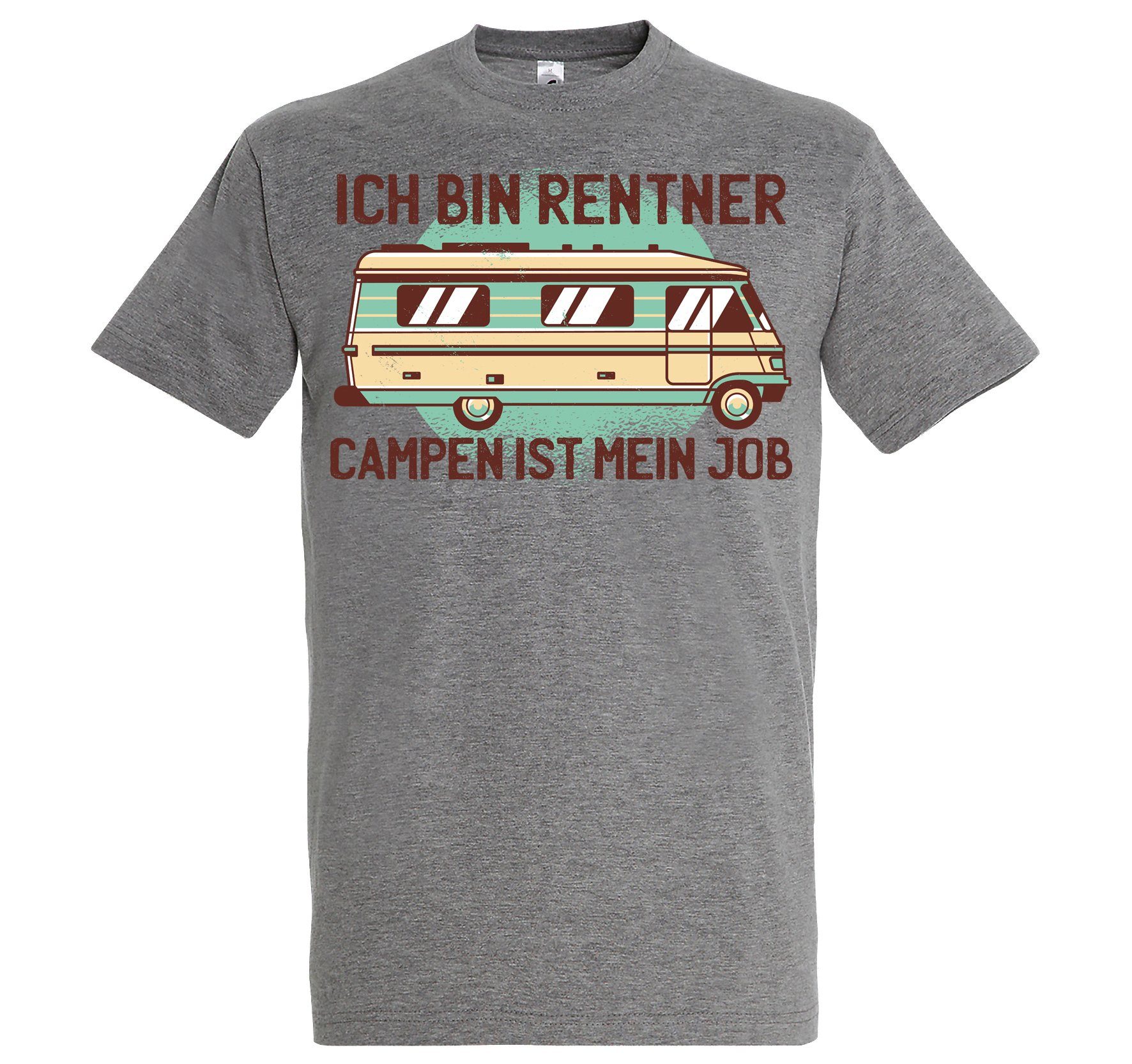 Youth Designz Herren Grau Trendigem bin Ich Frontdruck mein ist Campen Rentner T-Shirt mit Job T-Shirt
