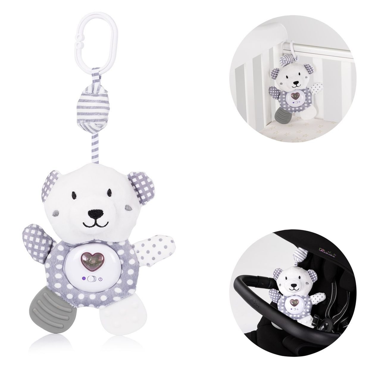 Chipolino Mobile kleine Tiere, Plüschtiere, Licht, Beißring, ab Geburt, 15 Melodien, kompakt