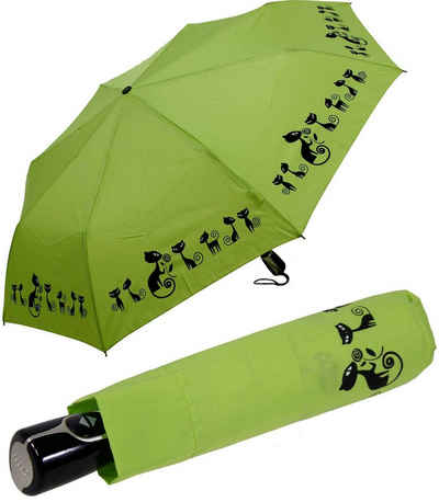 doppler® Taschenregenschirm »Damen Auf-Zu-Automatik Magic Fiber - Cats«, für Katzen-Liebhaber - elegant, stabil und praktisch