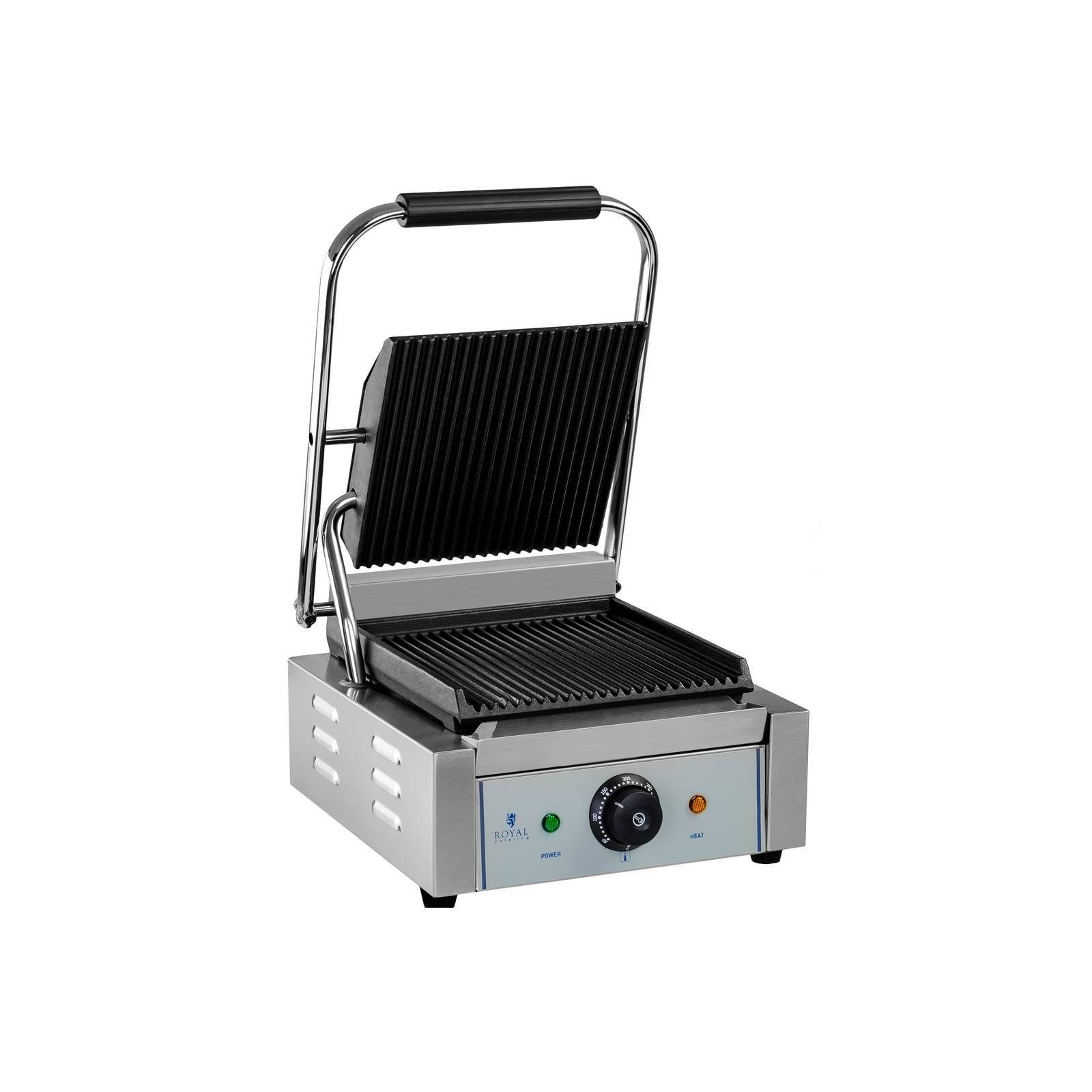 Royal Catering Kontaktgrill Kontaktgrill geriffelt 1800W Gastro Panini Toaster Elektro Grillplatte, 1800 W