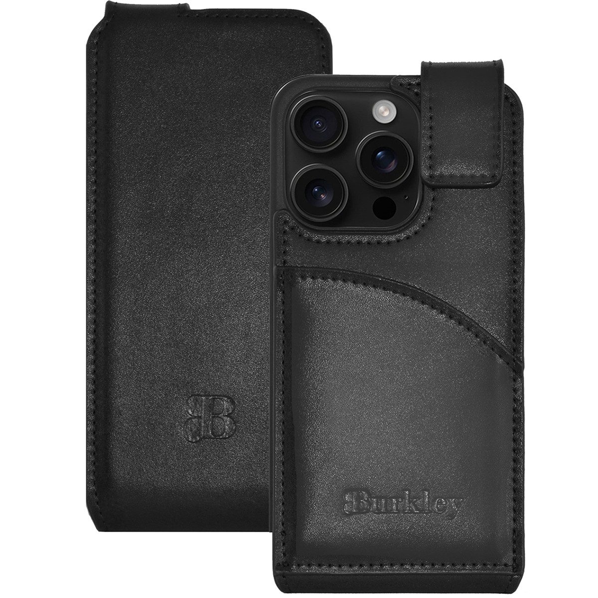 Burkley Handytasche Flip Case für iPhone 15 Pro Handyhülle Klapphülle (1-tlg., Flip Case Lederhülle mit Kartenfach und Magnetverschluss), Flip Case Lederhülle mit Kartenfach und Magnetverschluss