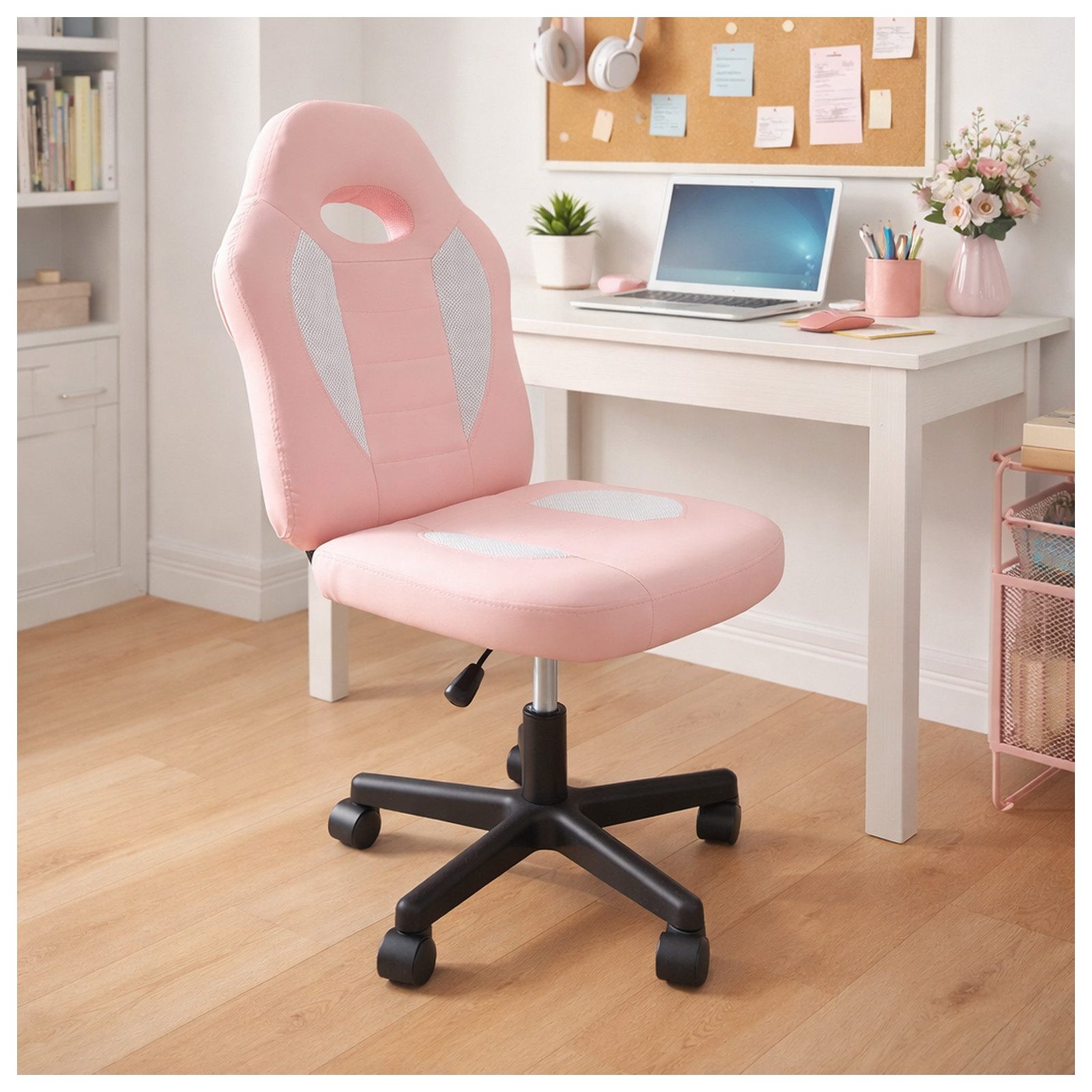 HTI-Living Schreibtischstuhl Schreibtischstuhl höhenverstellbar 360°-Drehfunktion Rosa-Weiß (Stück, 1 St)