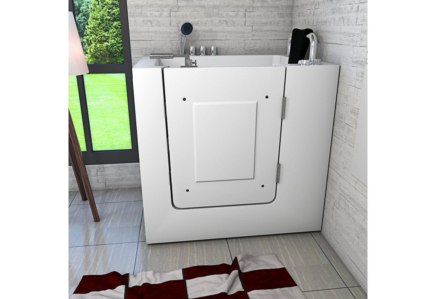 Thumbnail - AcquaVapore Whirlpool-Badewanne AcquaVapore Sitzwanne Whirlpool Wanne mit Tür S02WP-TH-C-R 100x78cm, (1-tlg)