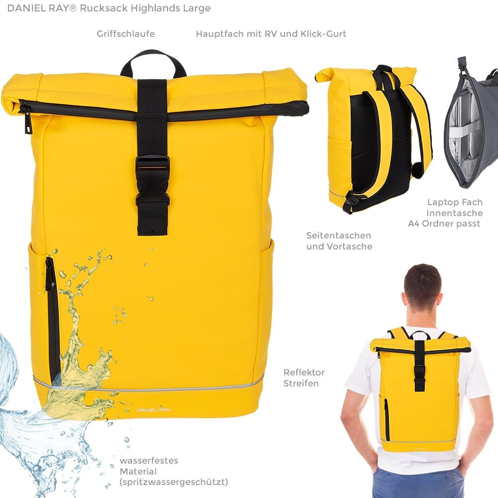 Daniel Ray Freizeitrucksack Kurierrucksack wasserabweisend Outdoor Damen Herren, Highlands Laptoprucksack Tasche wasserabweisend + Etui