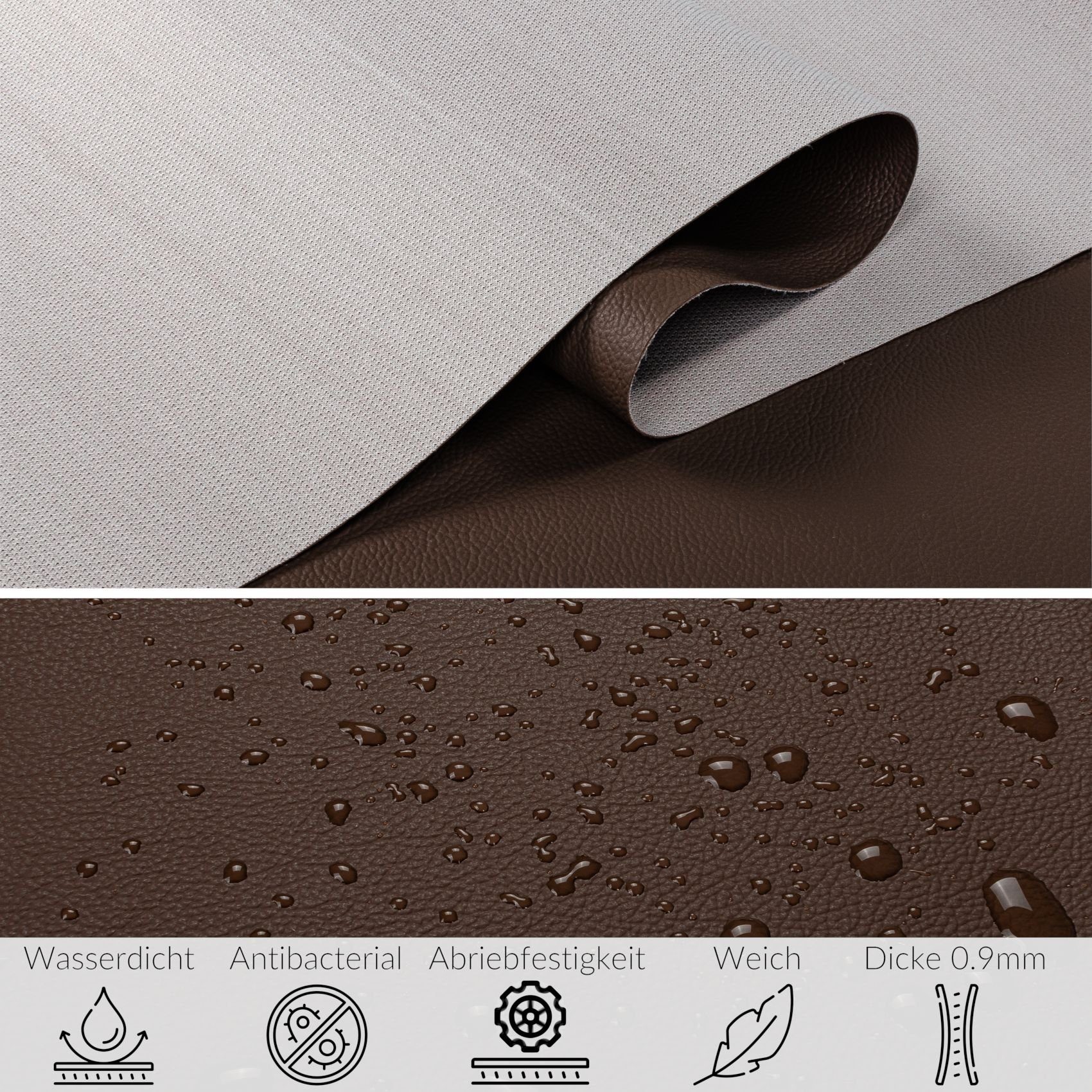 ANRO Stoff Kunstleder Polsterstoff Lederimitat zum Nähen & Beziehen, Wasserundurchlässig Robust Hochwertig Kreativkunstleder Möbelstoff