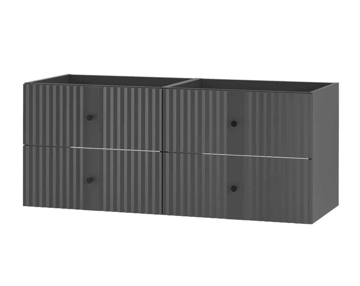 einfachgutemoebel Waschtisch-Set Waschtisch 120cm AshLine, Graphit mit Einbaubecken, (Badmöbel Set, 1-St., Waschtisch Unterschrank)