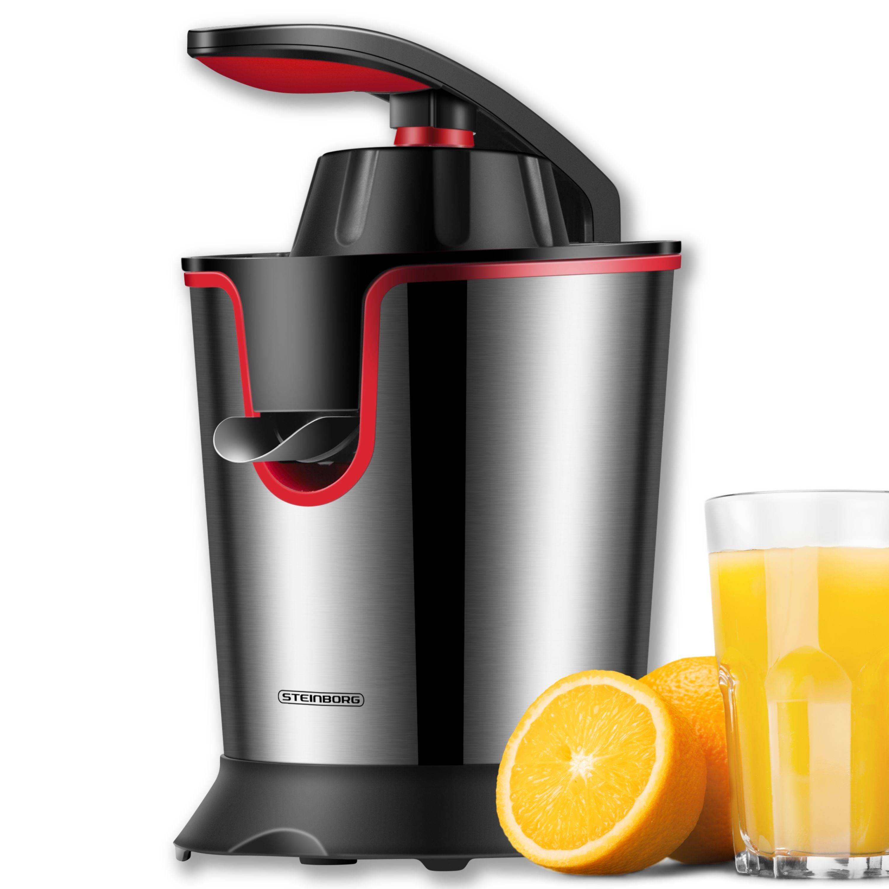 STEINBORG Zitruspresse SB-7050, 300 W, Edelstahlgehäuse,Antitropffunktion,spülmaschinengeeignet