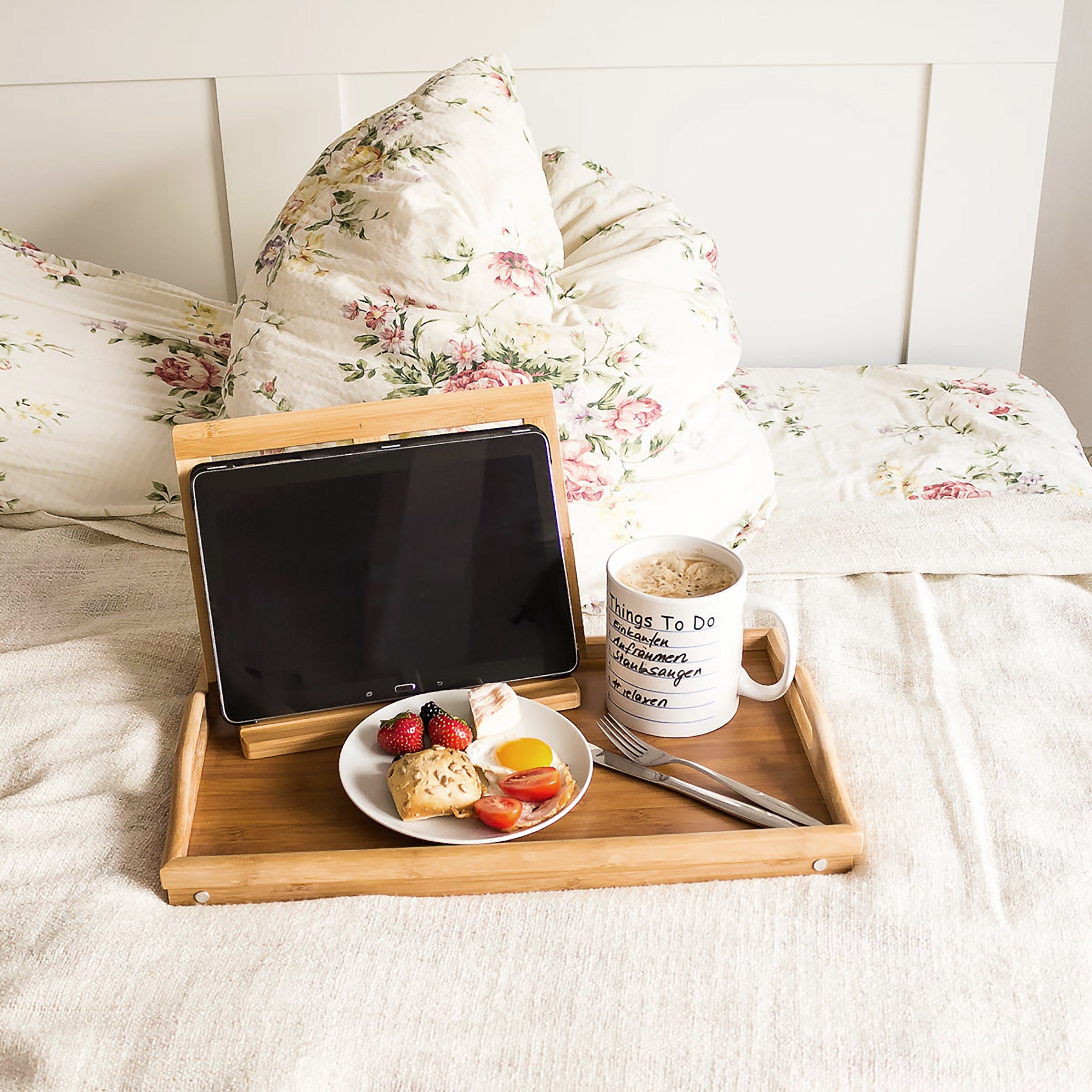 relaxdays Tabletttisch 2x Bambus Betttablett günstig online kaufen