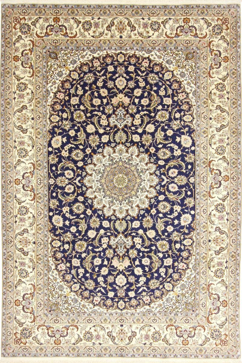 Orientteppich Isfahan Seidenkette 202x305 Handgeknüpfter Orientteppich, Nain Trading, rechteckig, Höhe: 6 mm