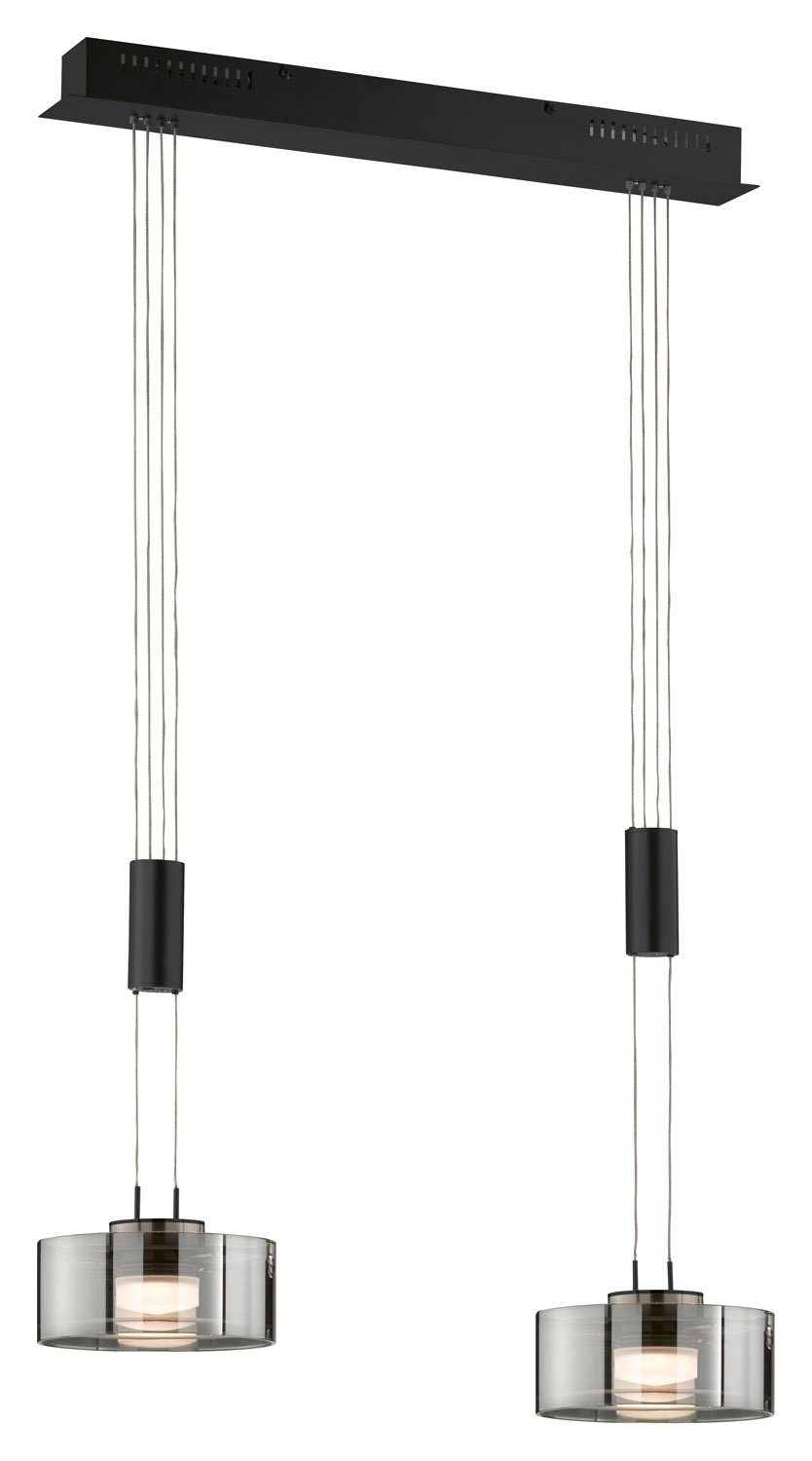 FISCHER & HONSEL LED Pendelleuchte LAVIN, 2-flammig, Schwarz, Metall, B 64 x H 160 cm, Dimmfunktion, LED fest integriert, Warmweiß, Hängeleuchte, Hängelampe