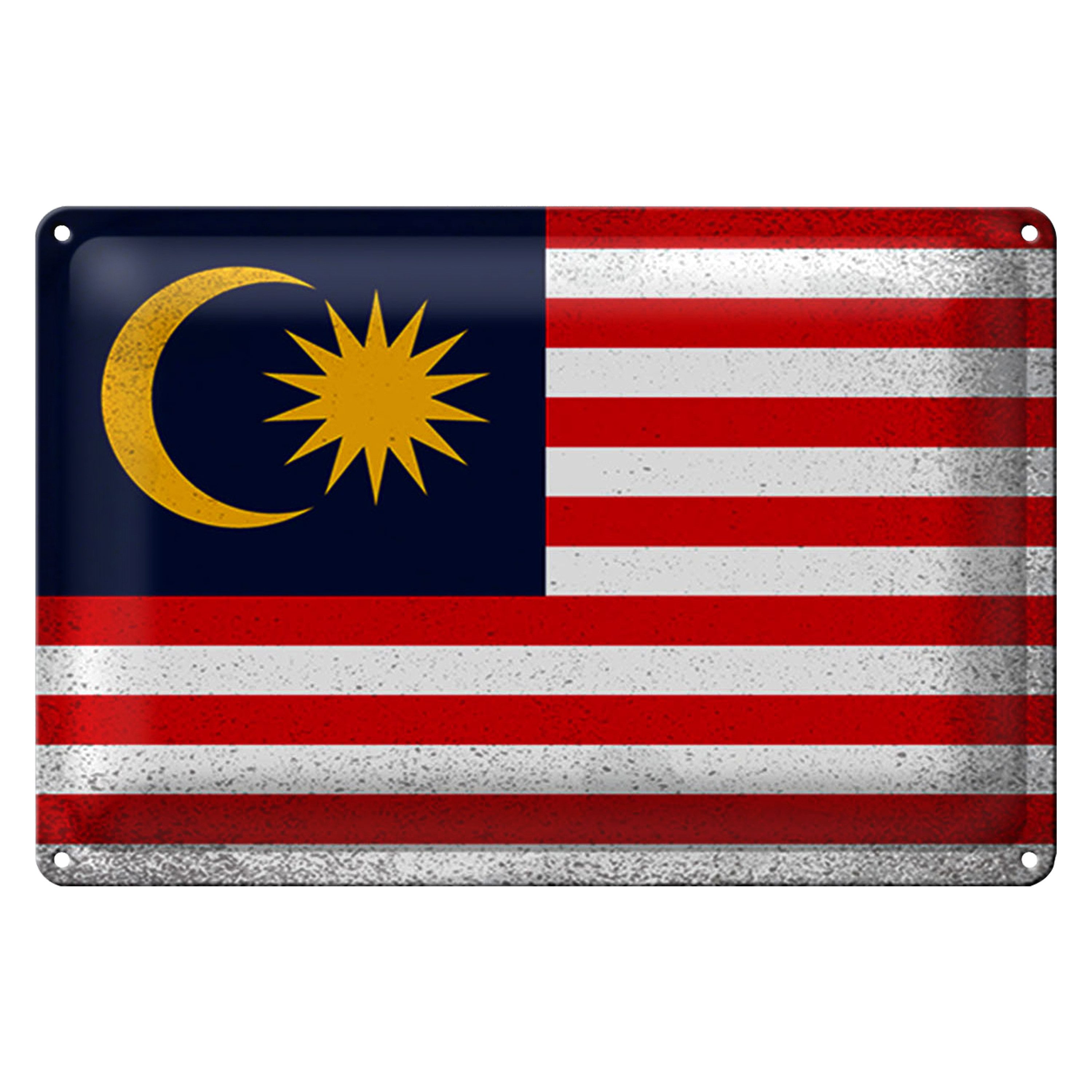 Roomando Metallschild Flagge Malaysia 40x30cm Flag Malaysia Vintage