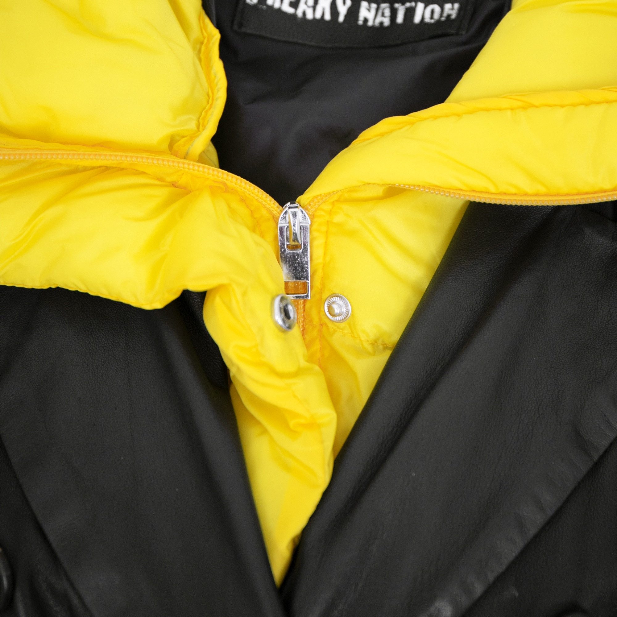 Freaky Nation Lederjacke Glam Factor-FN Freaky Nation - Damen Lederjacke Blazer Lammnappa schwarz/ gelb