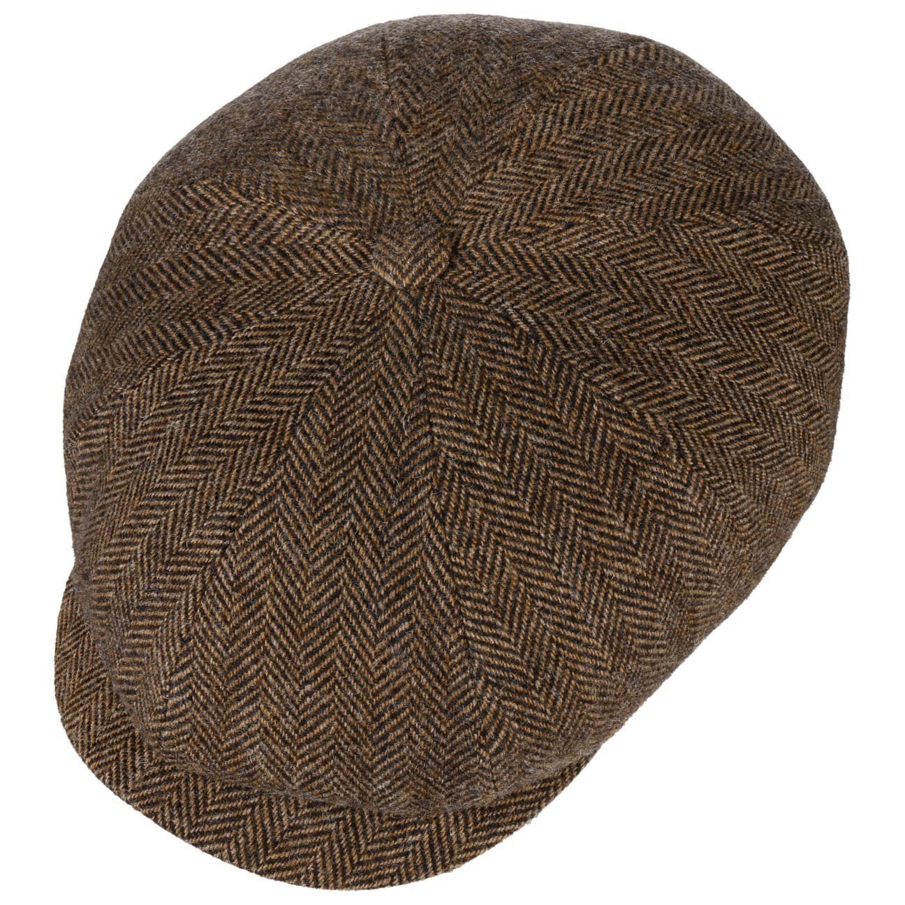 Schirm Cap Flatcap braun-schwarz (1-St) mit Flat Stetson