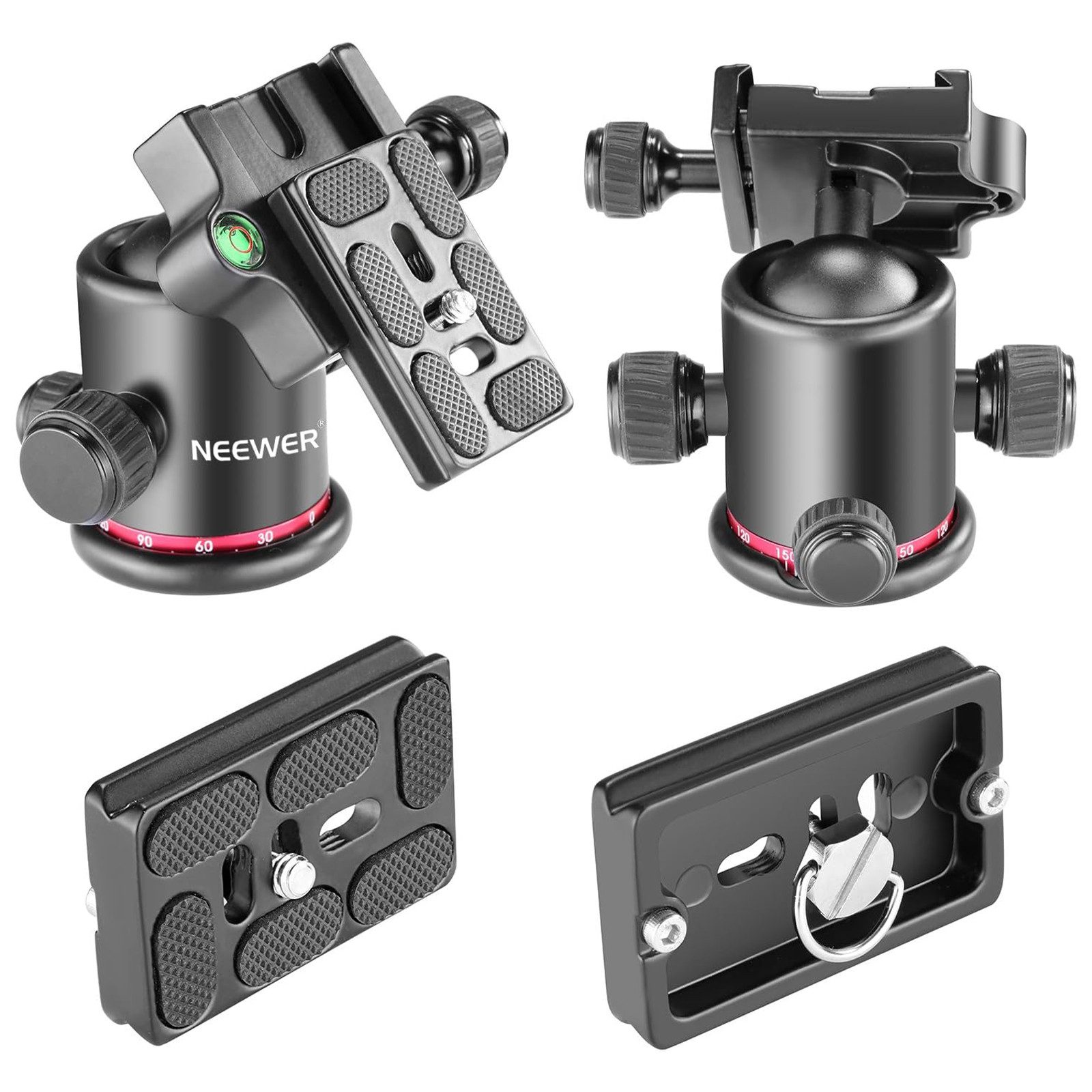 Neewer Kugelkopf GM-MT 36mm Stativ Kugelkopf, 360° Panorama, Metall, mit Arca Platte, 1/4" Schraube 3/8" Gewinde, max. 8kg, für DSLR Kameras Monopod