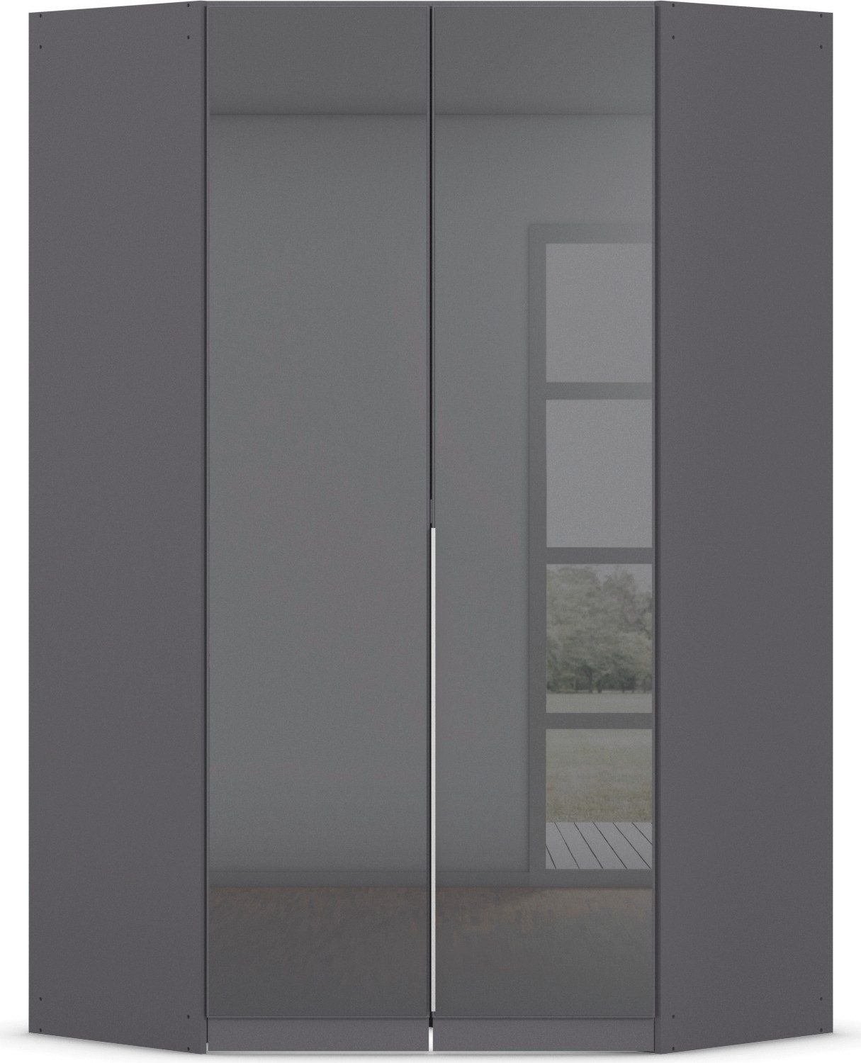 OTTO home Eckkleiderschrank Kleiderschrank Schrank Ankleidezimmer Schlafzimmer Garderobe AGORDO (in zwei Griff-Farben, Breite/Tiefe 117x117 cm, Höhen 210/229 cm) mit Glastüren, voll ausgestattet mit viel Stauraum MADE IN GERMANY