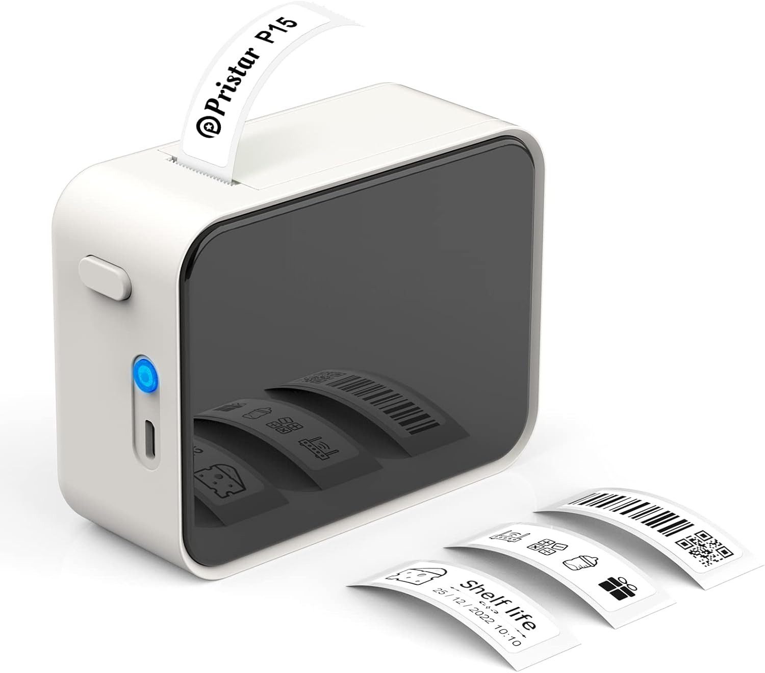 FELIXLEO Etikettiergeraet Bluetooth Beschriftungsgeraet Aufladbar Weiss Bondrucker
