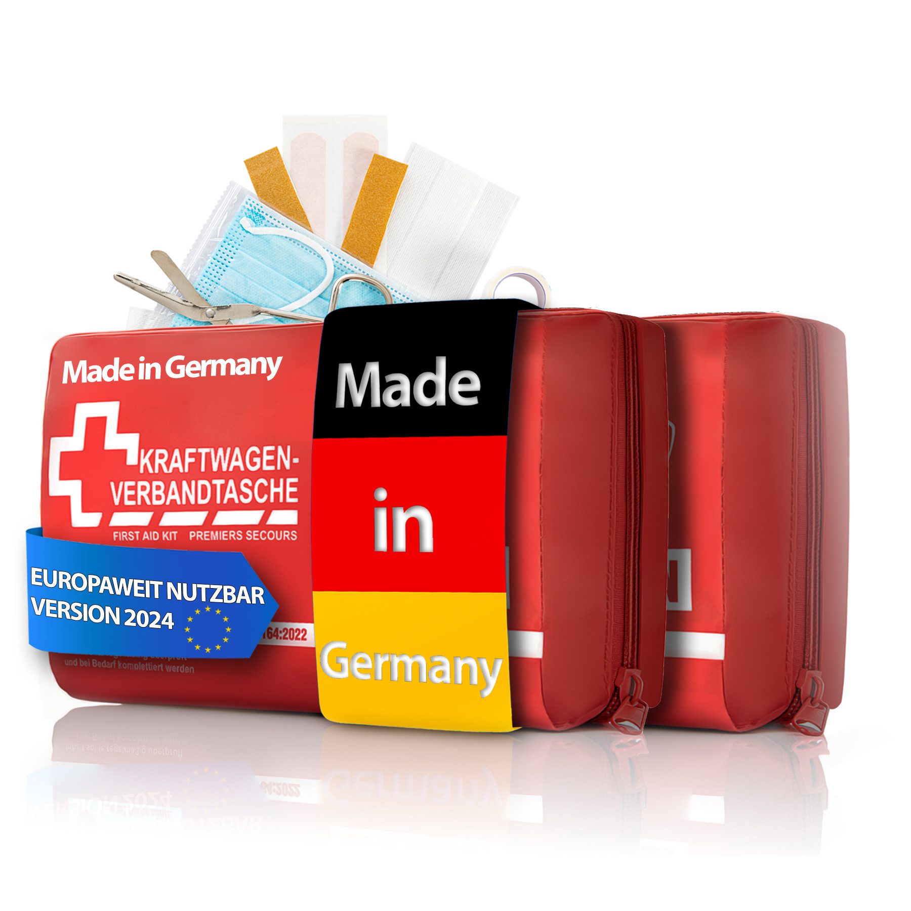 KFZ-Verbandtasche 2x Verbandstasche MADE IN GERMANY in rot