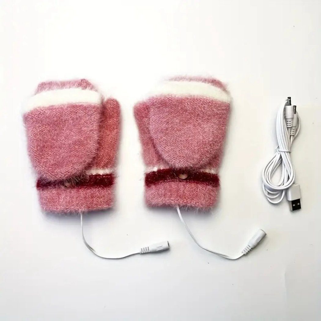 Fahrradhandschuhe Beheizte pink Handschuhe USB-betriebene Handschuhe, TUABUR beheizte